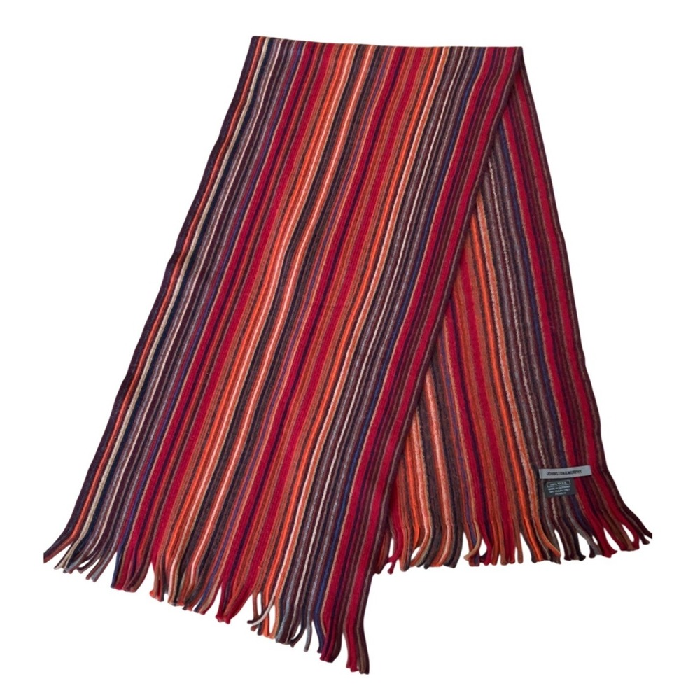 Johnston & Murphy multicolor stripe wool scarf | Made in Germany